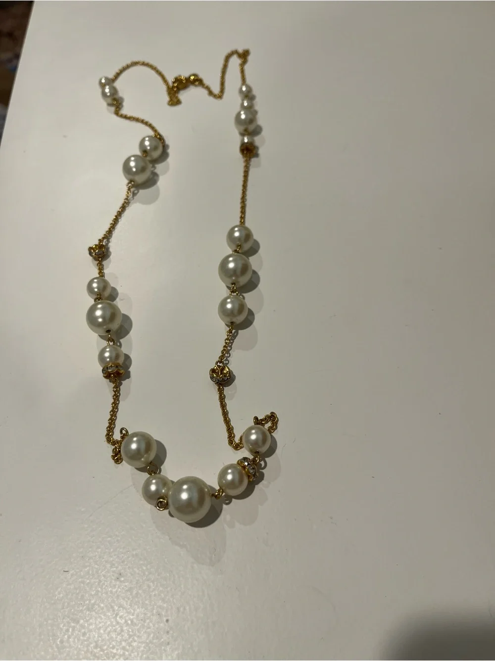 J. Crew Gold-tone Chain Necklace with Cream Pearls